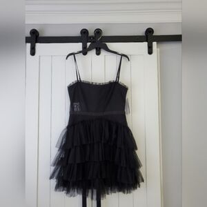 Betsy & Adam Black Tiered Mini Dress